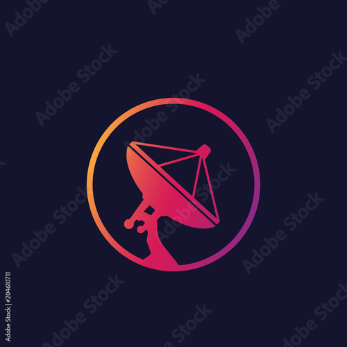 satellite dish, antenna vector icon