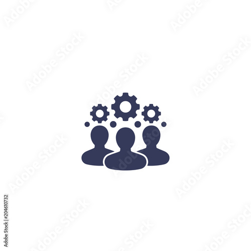 team interaction, HR, management icon on white