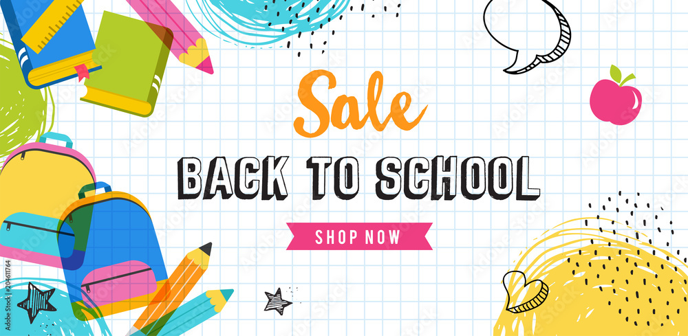 Back to school concept banner and background