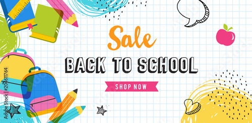Obraz na plátně Back to school concept banner and background