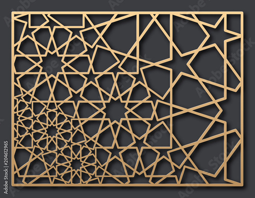 Decorative panel of oriental style. For laser cutting.