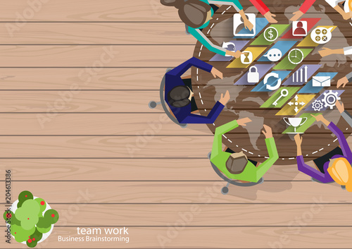 Business Meeting Training  Brainstorm for Success Creativity  Idea and  Plan  think analyze creative work,flat design illustration.