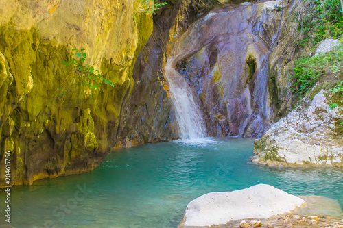 Nidri waterfalls in Lefkada ionian island in Greece photo