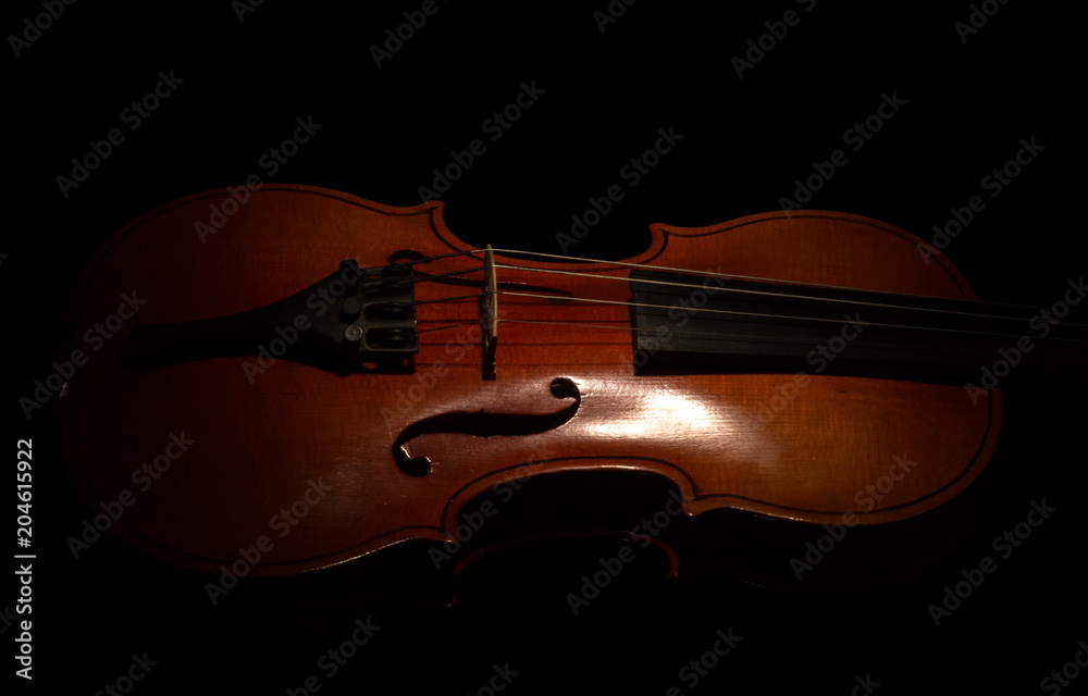 Fototapeta premium Music string instrument violin isolated on black