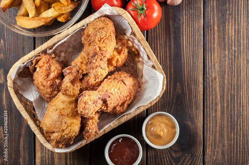 Breaded crispy fried kentucky chicken drumctick