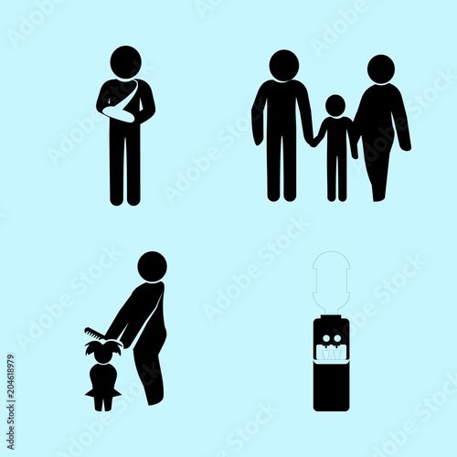 icons about Human with emergency, dispencer, kid, symbol and break