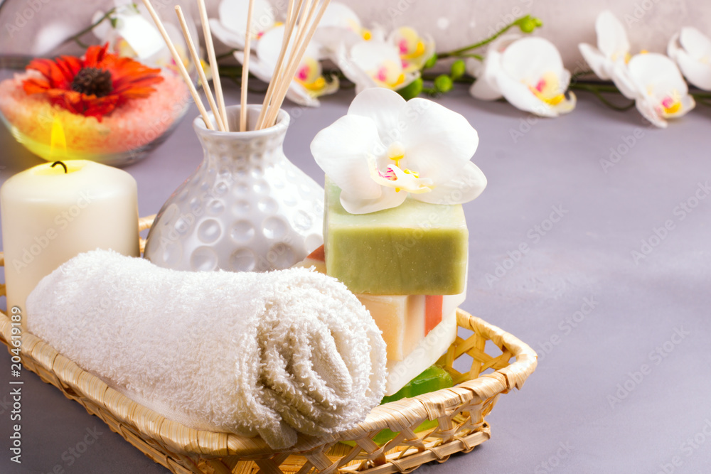 Spa setting therapy with flowers