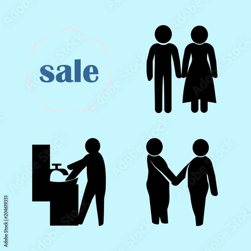 icons about Human with stick, businessman, your hand, hygiene and partner