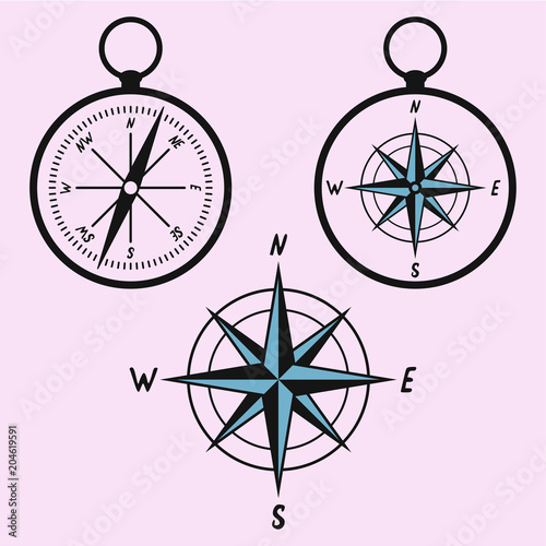 set of the compass, silhouette