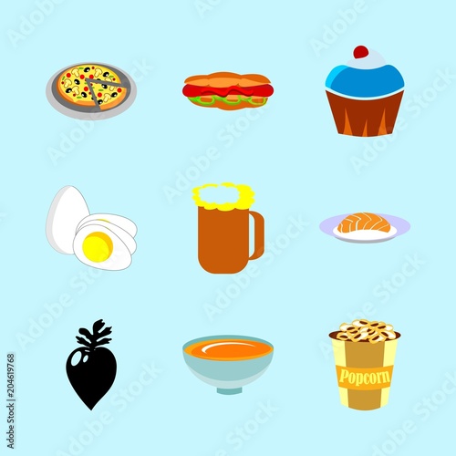 icons about Food with dinner, diet, sweet, mozzarella and tomato