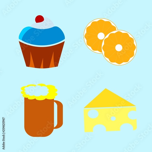 icons about Food with cupcake, dessert, strawberry, cooking and drink