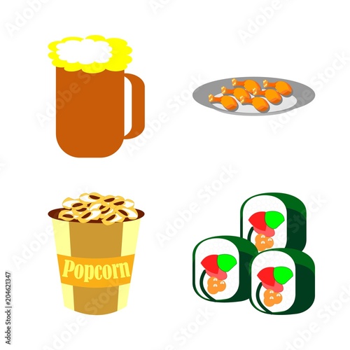 icons about Food with salt, beer, grilled, dinner and beer glass