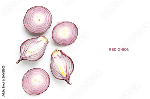 Red onion on white background. Medicinal vegetables.