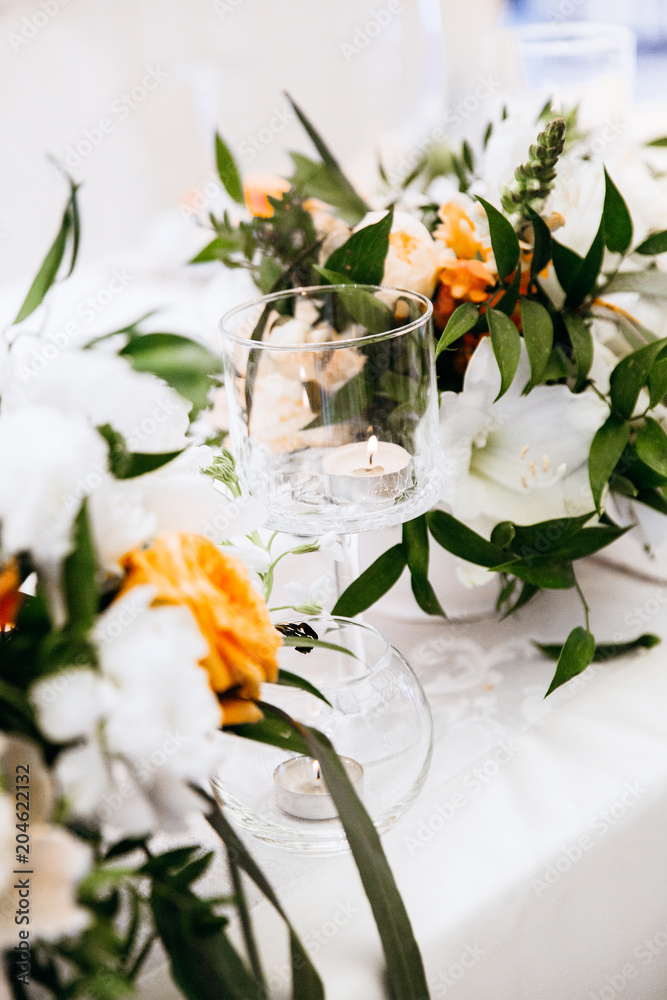 Beautiful serving and decor at the wedding Beautiful serving and decor at the wedding