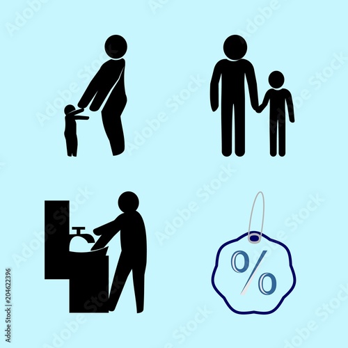 icons about Human with floor, standing, walk, discout and wall