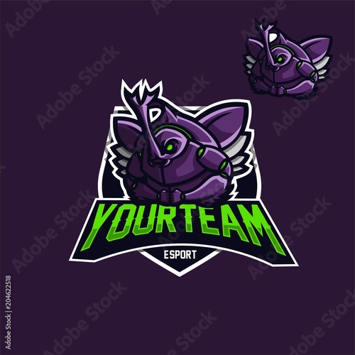 horn beetle juggernaut esport gaming mascot logo template