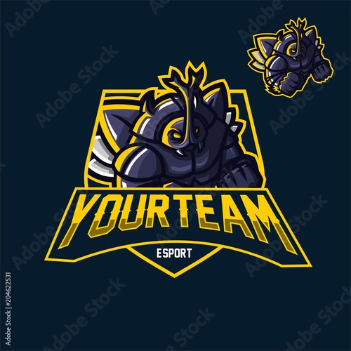 horn beetle juggernaut esport gaming mascot logo template