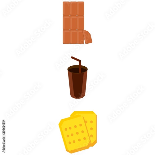 icons about Food with coffee, aroma, cookie, cocoa drink and cake