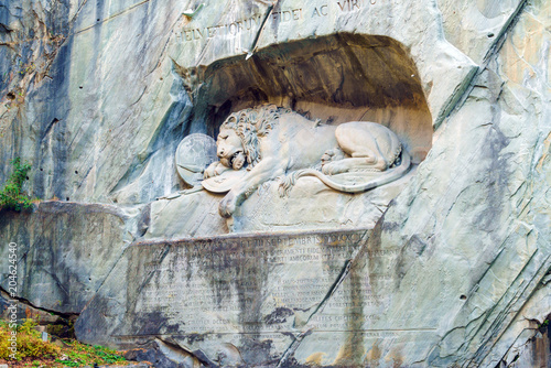 Famous Lion Monument (1820) by Bertel Thorvaldsen, Lucerne, Switzerland photo