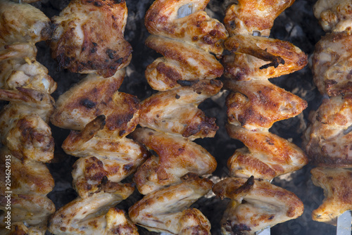 fried chicken wings on the grill