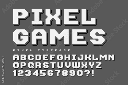 Pixel vector font design, stylized like in 8-bit games