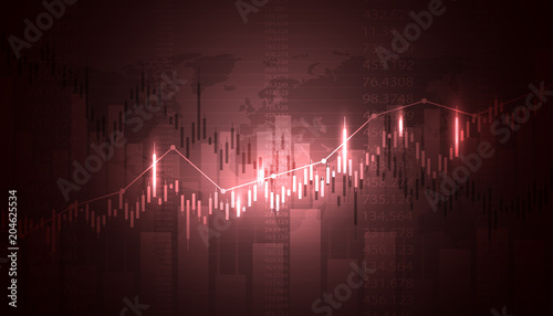 Economic graph with diagrams on the stock market, for business and financial concepts and reports. Abstract red vector background.