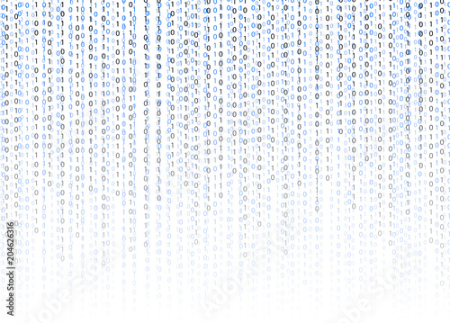 Binary code 01 vector background, technology illustration, gradient numbers stream.