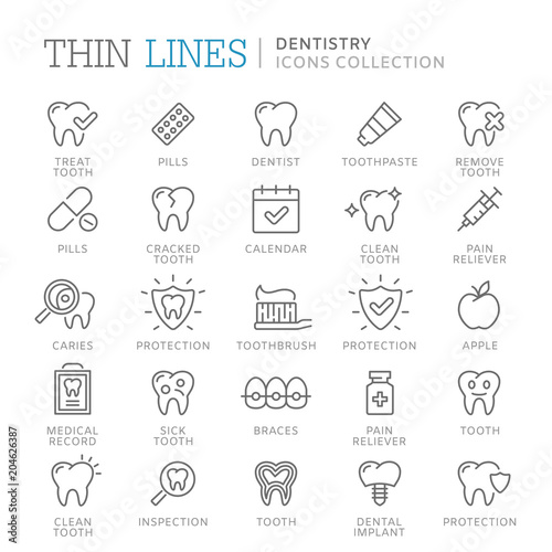 Collection of dentistry thin line icons. Vector eps 8