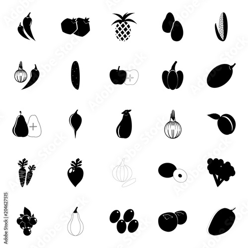 Fruit and Vegetables icons set