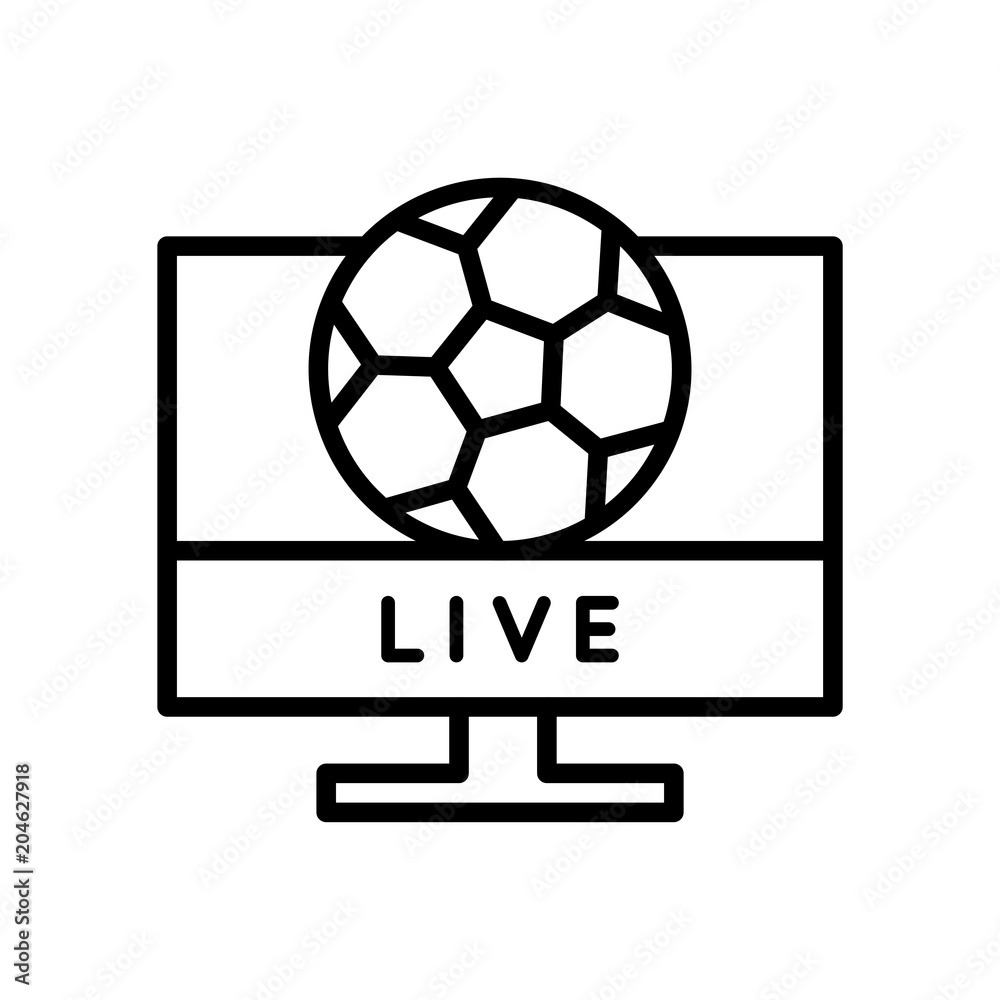 football match TV live stream icon. simple illustration outline style sport  symbol. Stock Vector | Adobe Stock