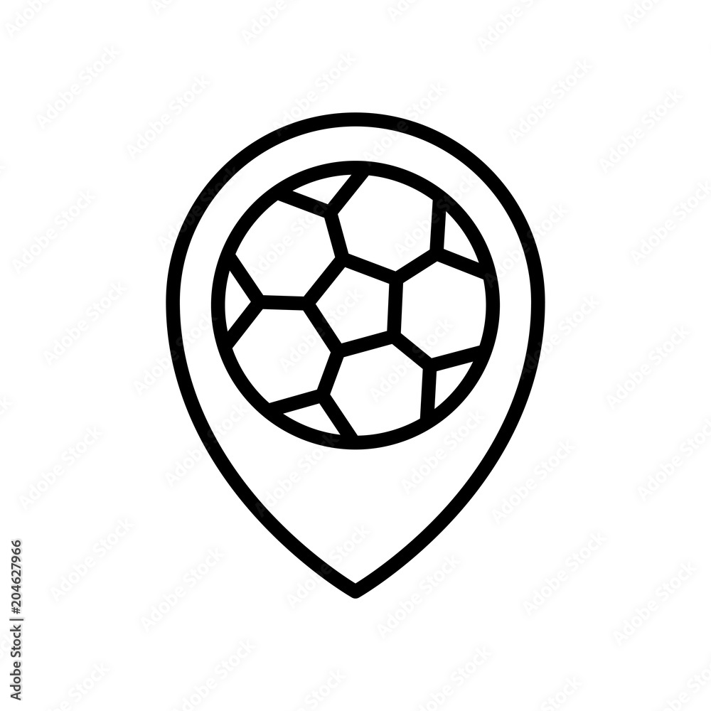 football match location icon. stadium pin locator. simple illustration  outline style sport symbol. Stock Vector | Adobe Stock
