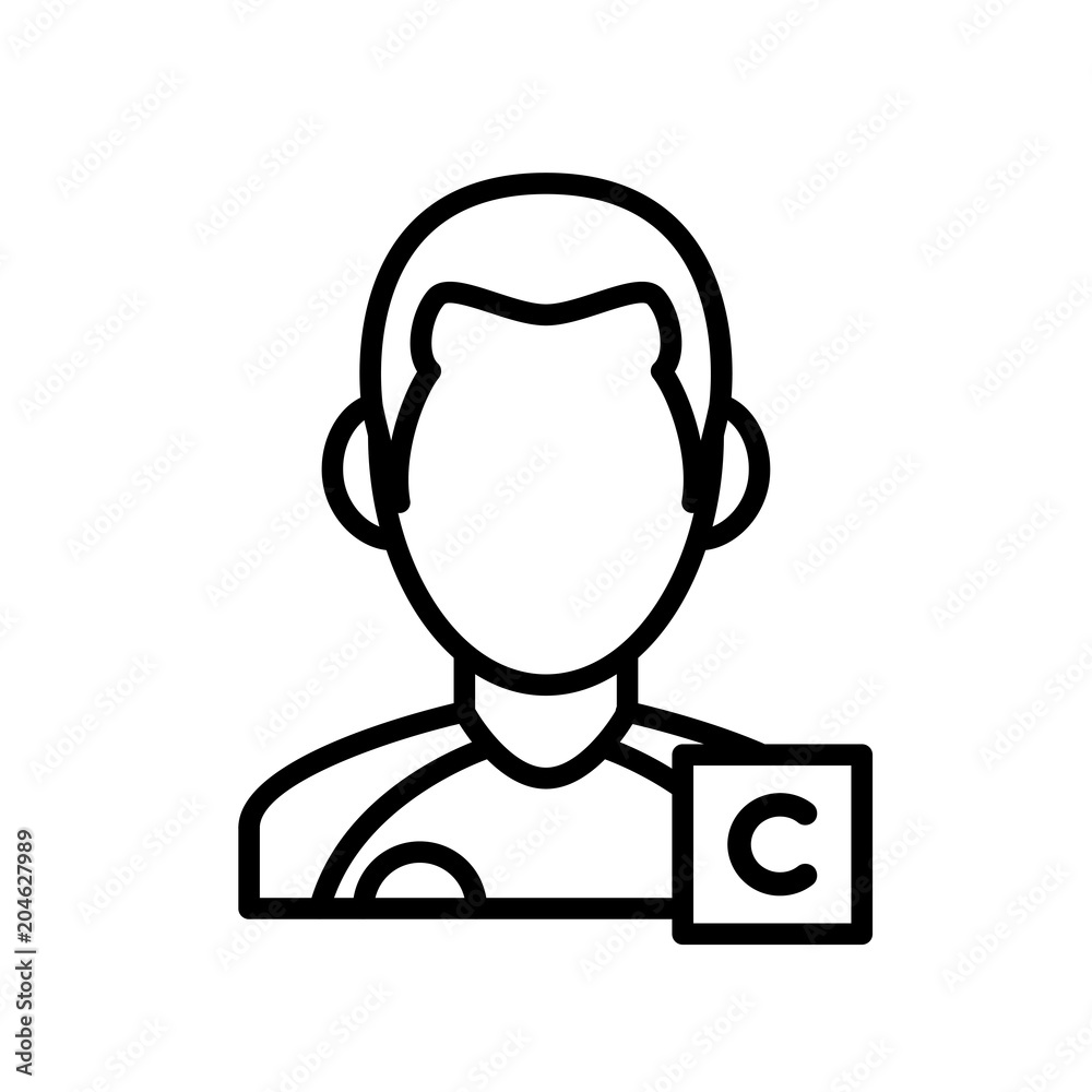 football captain team player icon. man with letter C illustration. simple outline style sport symbol. football captain team player icon. man with letter C illustration. simple outline style sport symbol.