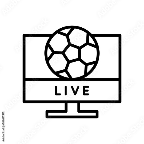 football match TV live stream icon. simple illustration outline style sport symbol.