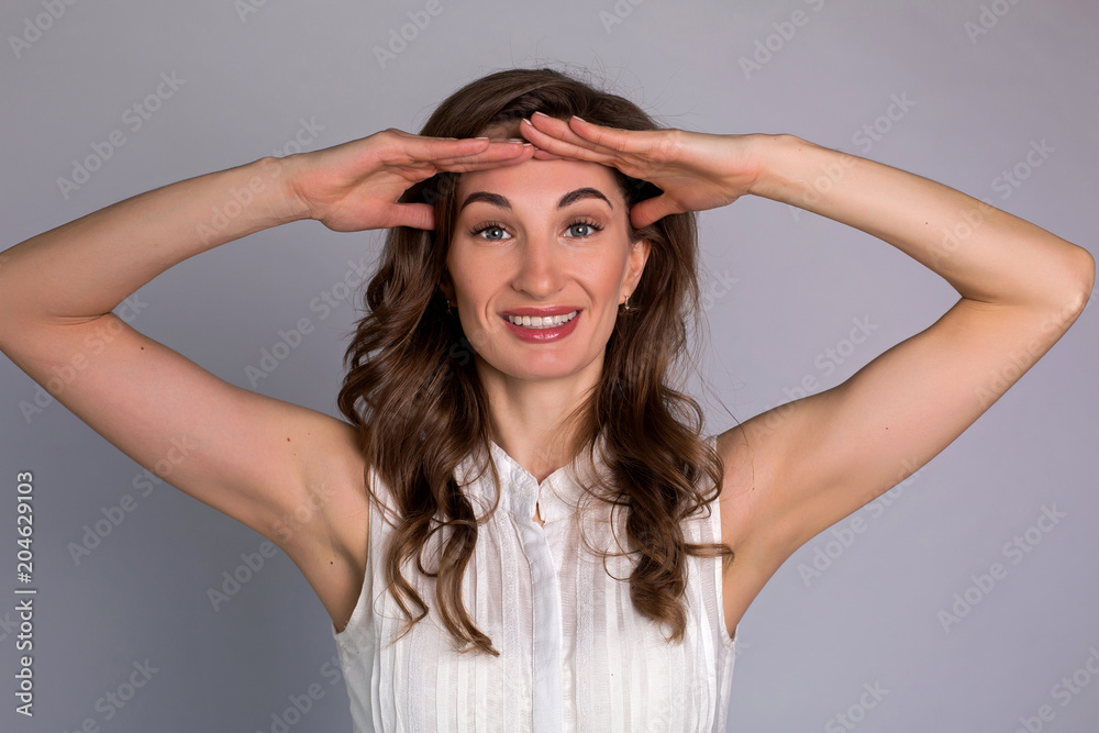 young woman makes herself a massage complex of exercises young woman makes herself a massage complex of exercises