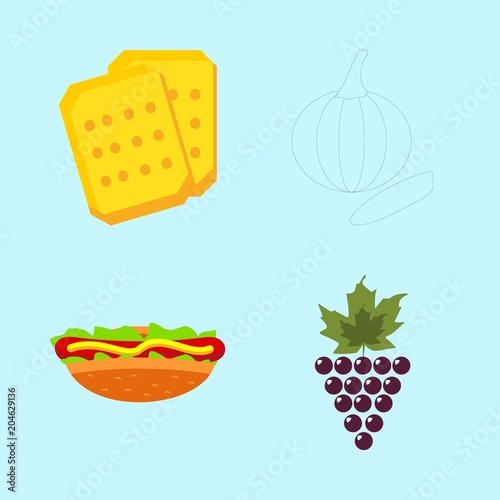 icons about Food with grape, sandwich, grapes, vegetable and vine