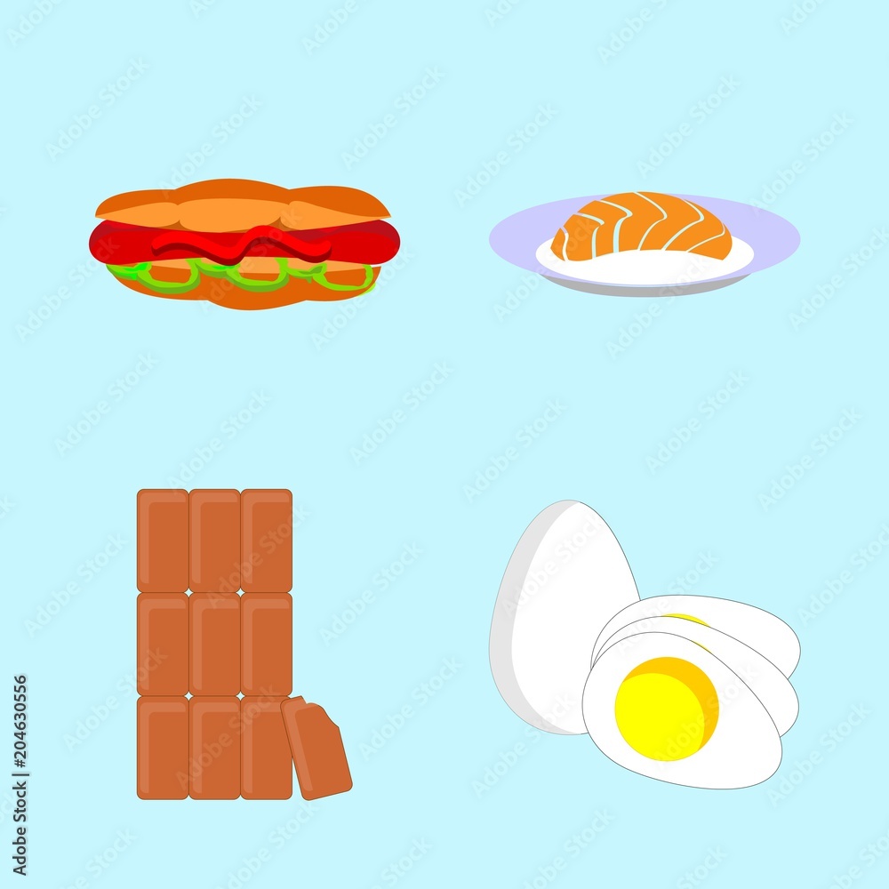 icons about Food with seafood, diet, pizza, vitamin and egg