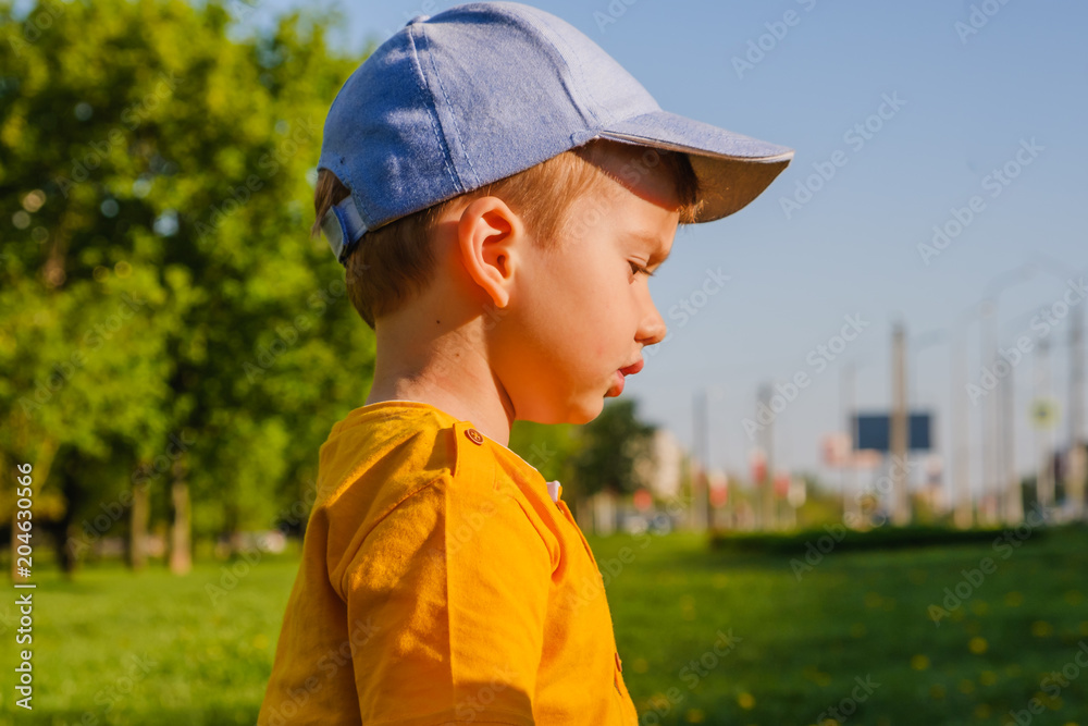 little boy portrait in the park