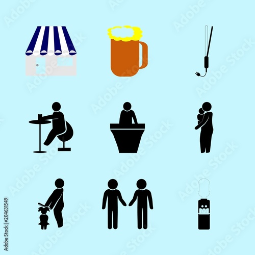 icons about Human with work , toast, manager, shopping and mother and baby
