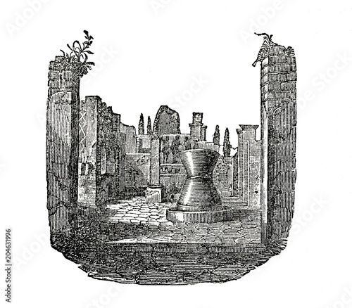 Obraz na plátne Ancient roman flour mill (from Das Heller-Magazin, October 23, 1834)