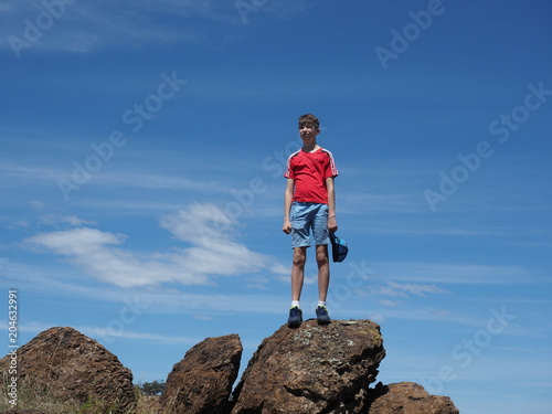 Boy on rocks