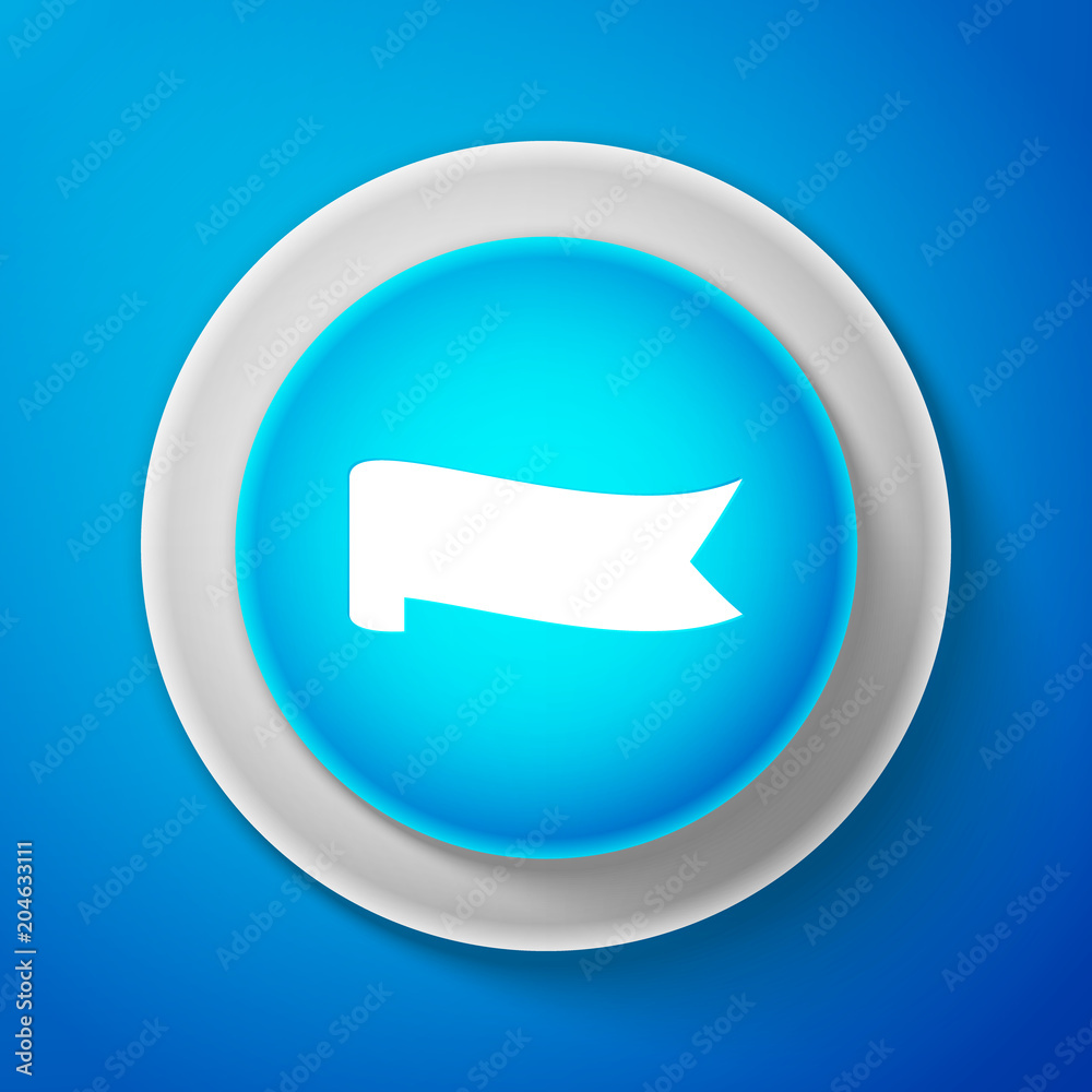 White Banner ribbon icon isolated on blue background. Circle blue button with white line. Vector Illustration White Banner ribbon icon isolated on blue background. Circle blue button with white line. Vector Illustration