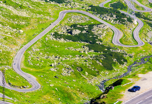 transfagarasan route view from above. gorgeous tourist attraction of carpathian mountains in romania photo