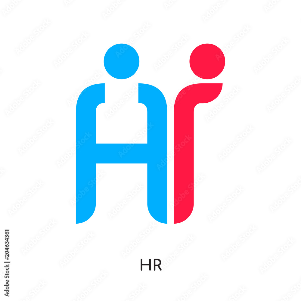 Fototapeta premium hr logo design isolated on white background , colorful vector icon, brand sign & symbol for your business
