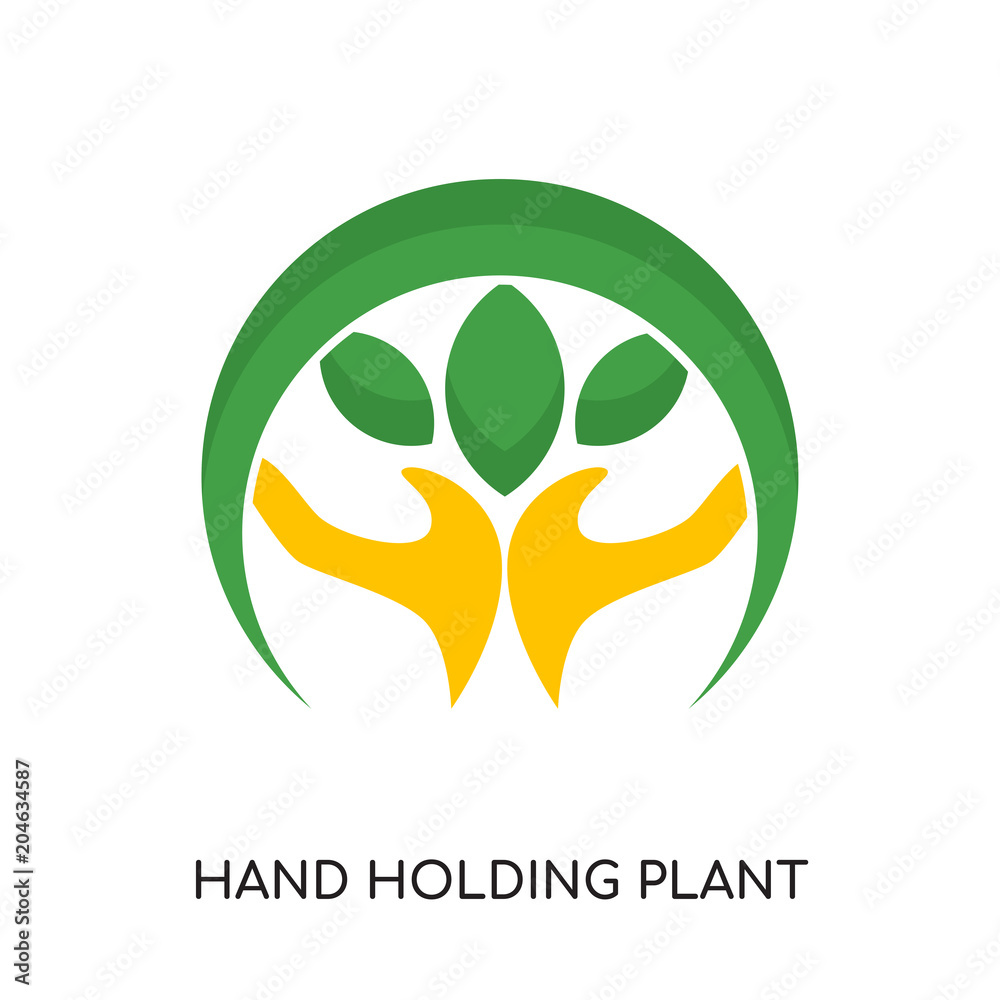 hand holding plant logo isolated on white background , colorful vector icon, brand sign & symbol for your business hand holding plant logo isolated on white background , colorful vector icon, brand sign & symbol for your business