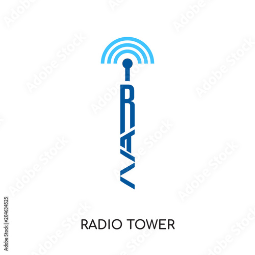 radio tower logo isolated on white background , colorful vector icon, brand sign & symbol for your business