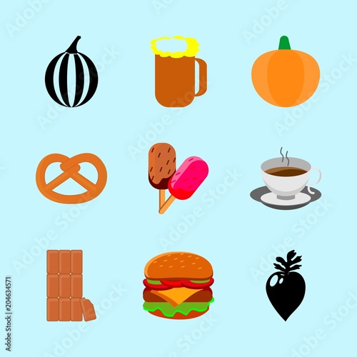 icons about Food with vegetabl, pretzel, radish, diet and cocoa