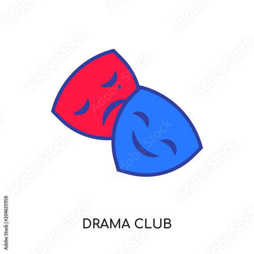 drama club logo isolated on white background , colorful vector icon, brand sign & symbol for your business
