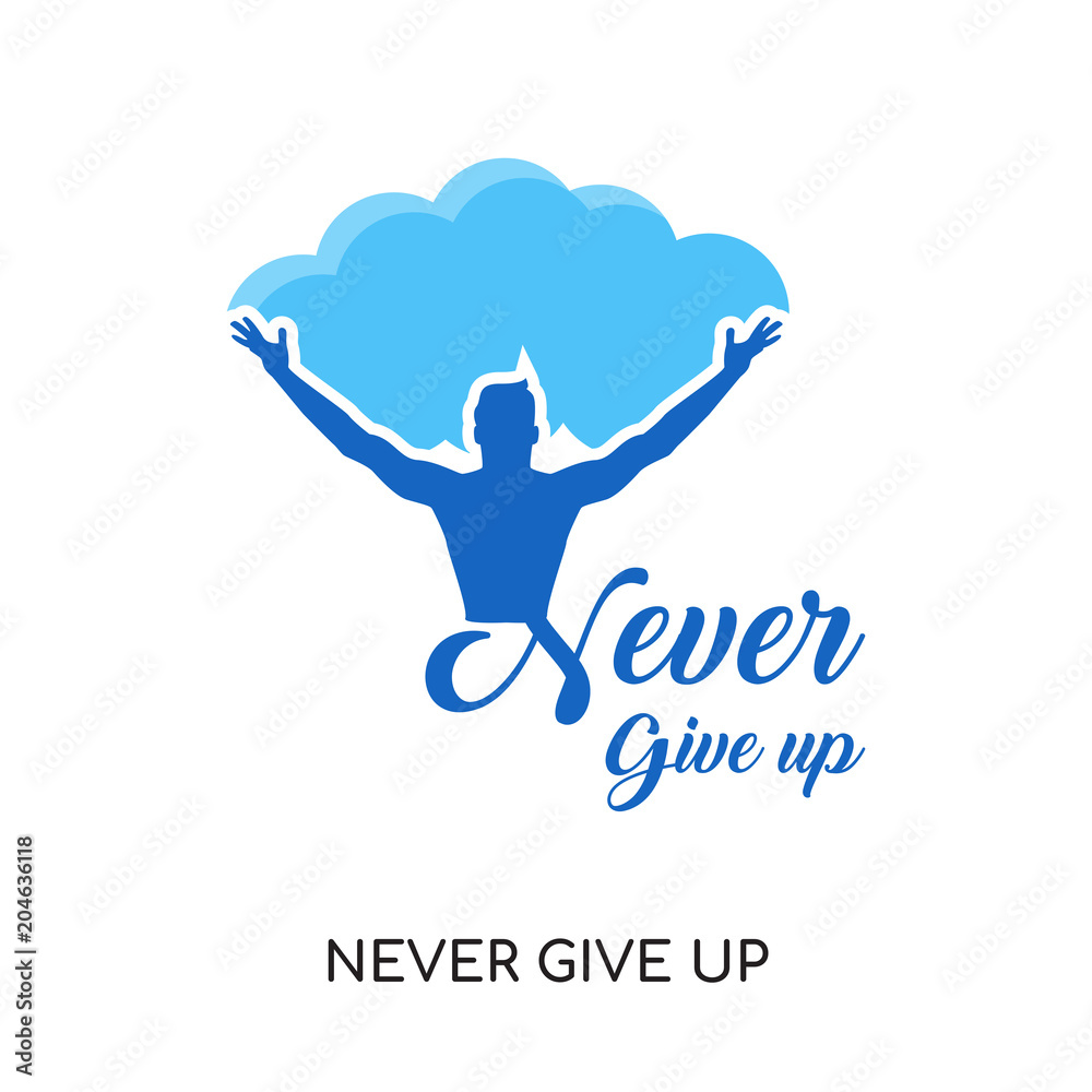 never give up logo isolated on white background , colorful vector ...