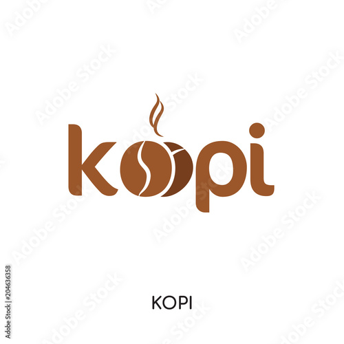 logo kopi isolated on white background , colorful vector icon, brand sign & symbol for your business