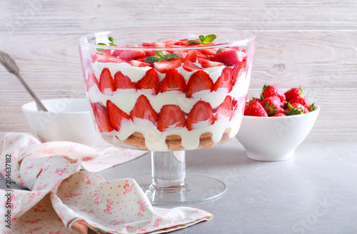 Strawberry trifle dessert